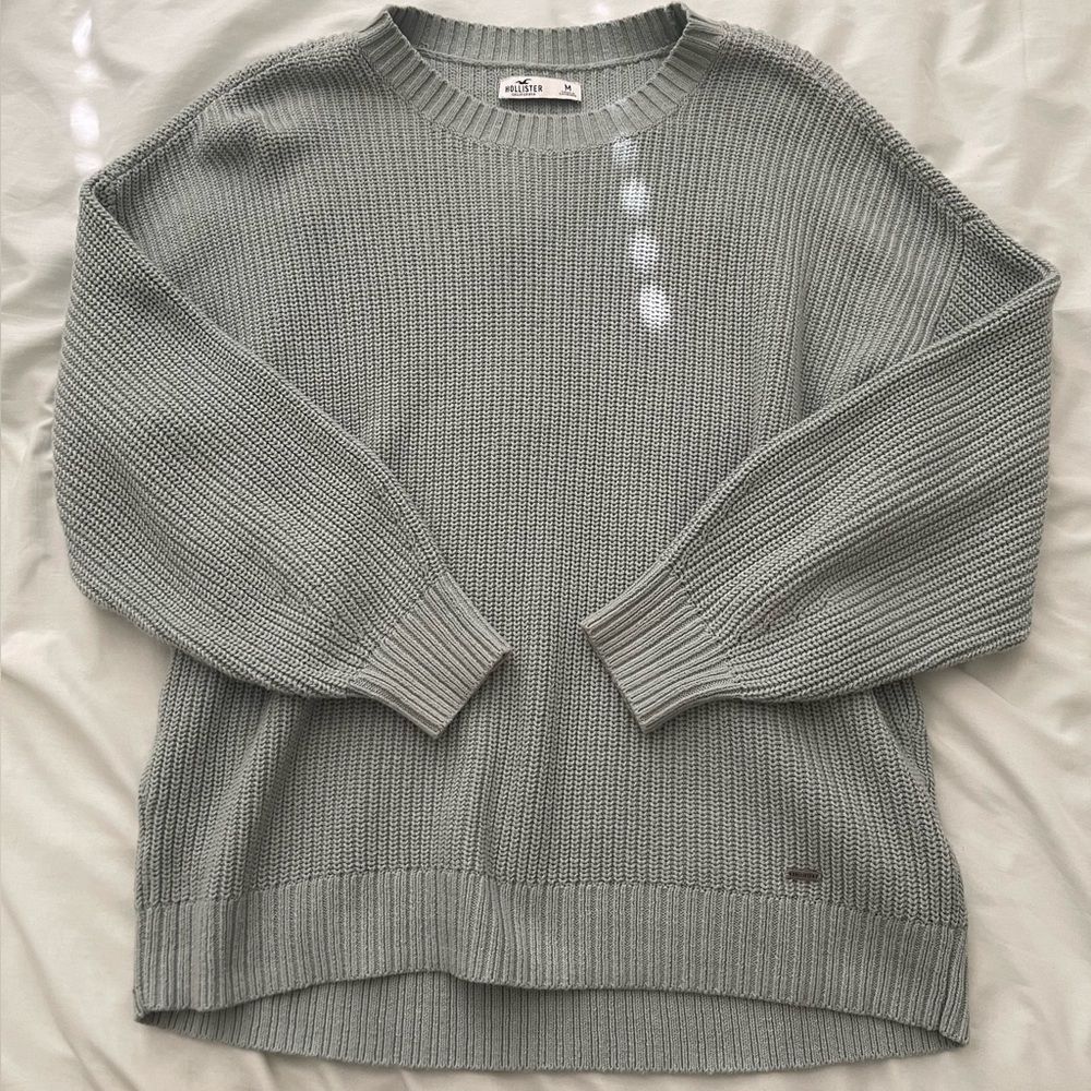 Hollister Oversized Knit Crewneck Sweater - Size Medium - Light Blue